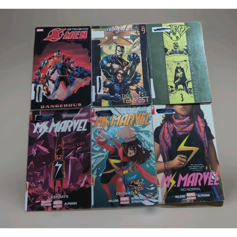 Lot Of 6 Graphic Novels X-Men Ms Marvel Tempest &‎ Planetary Magazine #3